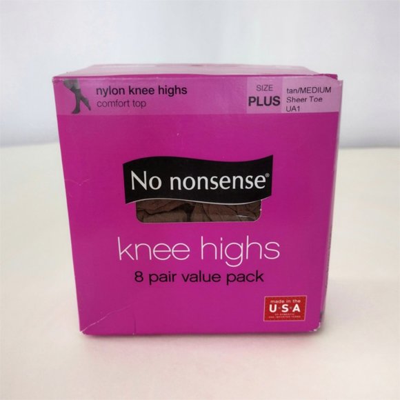 No Nonsense Tan Knee High Pantyhose 8 Pair Value Pack Size M/L - Picture 2 of 4